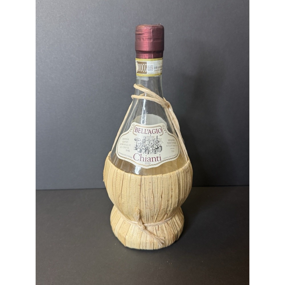 2020 Bell'Agio Chianti Empty Bottle Decor Decorative Candle Holder Raffia